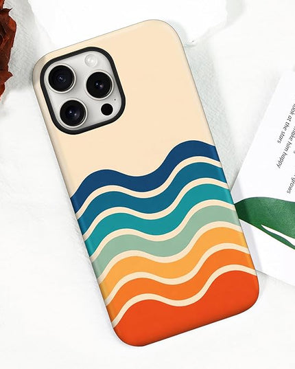 Magnetic for iPhone 15 Case Cute Frog Stripes Phone Case, Summer Shockproof Slim TPU and Hard PC Protective Phone Cover Compatible with MagSafe Designed for Women Girls