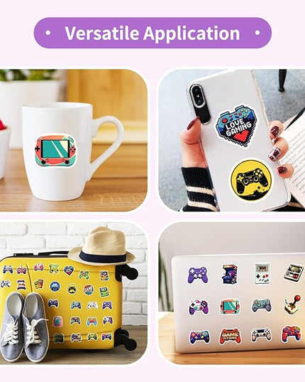 50 PCS Gaming Stickers Bulk Pack - Waterproof Vinyl Decals for Water Bottles,Skateboards Laptops, Phones| Cool Video Game Sticker for Boys, Teens, Adults | Aesthetic Gamer Gift Decals