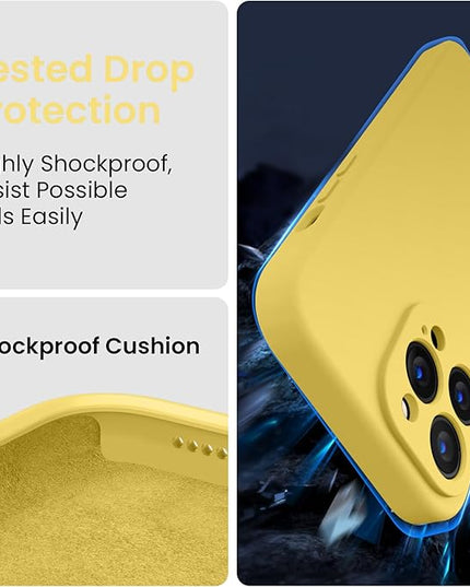FireNova Designed for iPhone 14 Pro Max Case, Silicone Upgraded [Camera Protection] Case with [2 Screen Protectors], Soft Anti-Scratch Microfiber Lining Inside, 6.7 inch, Yellow