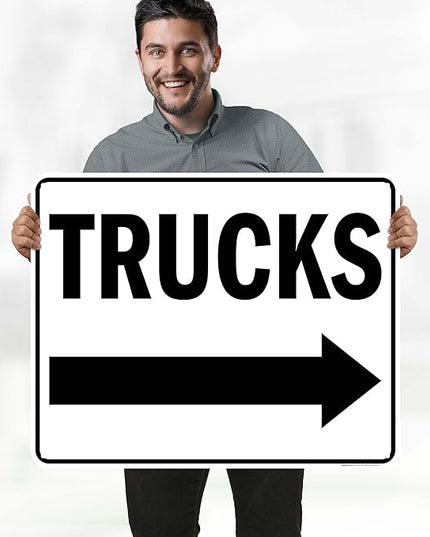 Trucks Right Sign, 24x30 Inches, 55 mil thick HDPS (high density polystyrene), Made in USA by My Sign Center