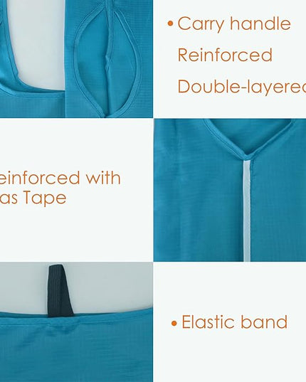 BeeGreen Light Blue Reusable Grocery Bags Wholesale Blue Reusable Kitchen Bags Bulk Foldable-Machine Washable with Zipper Storage Pouch 50 Packs