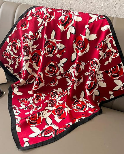 MINIDORA Satin Scarves for Women 27.5 × 27.5 inches Medium Square Elegant Silk Feeling Head Scarf