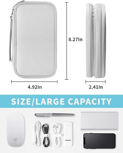 Electronics Travel Organizer,Portable Waterproof Electronic Travel Storage Bag for Small Charging Cord Storage,Charger,Small Electronics,SD Card etc,for Travel,Business - Grey