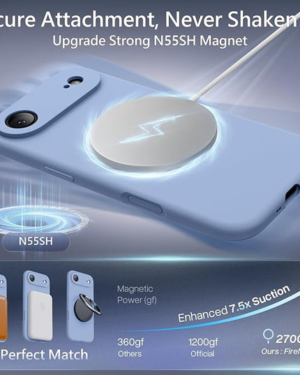 FireNova Magnetic for iPhone Air Case, Compatible with MagSafe, [Integrated Silicone Camera Control Button] [Camera Protection] Microfiber Lining Phone Case for iPhone 17 Air, 6.5", Light Blue