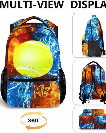 Kids Backpack for Boys Custom Tennis Schoolbag for Kindergarten Elementary Primary, Durable School Supplies