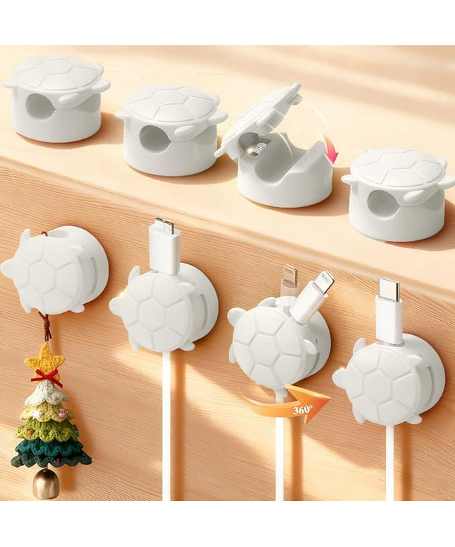 8 Pack Rotatable Cable Clips, Cord Organizer Spring Clip Cord Holder for Nightstand Cable Holders for Cords Charging Cable Organizers Cable Management for Desk Office Car Wall (White)