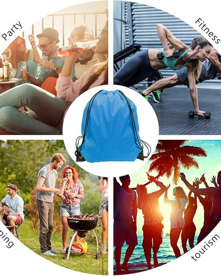 GoodtoU Drawstring Backpacks, Drawstring Bags Bulk Nylon Backpack Cinch Sack for Sport, Traveling, Team (20Pcs, Sky Blue)