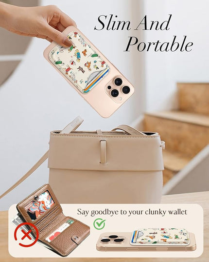 Shorogyt Compatible with Magsafe Wallet Magnetic Card Holder - Dogs Phone Wallets for Women Teen Girls Cute for iPhone 17/16/15/14/13/12 Series Slim for Apple Mag RFID Magnet, Fit 3 Cards
