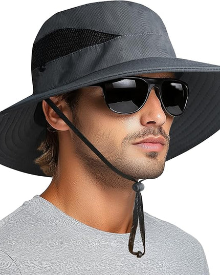 PFFY Sun Bucket Hats for Men Women 3” Wide Brim UPF 50+ Fishing & Beach Hat