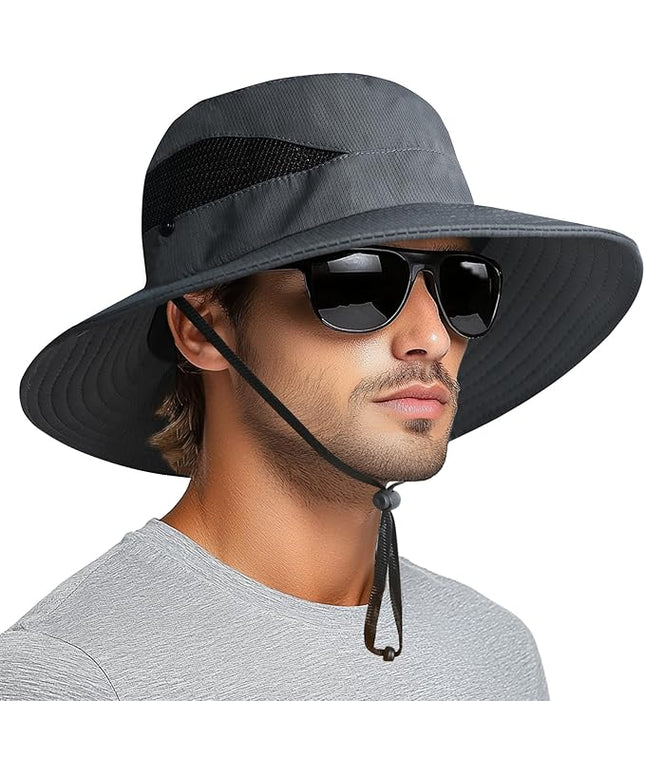 PFFY Sun Bucket Hats for Men Women 3” Wide Brim UPF 50+ Fishing & Beach Hat