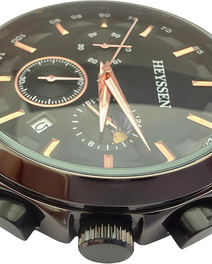Watches for Men Chronograph Analog Luminous Quartz Watch Blue Black Luxury Genuine Leather Mens Watches Business Sports Waterproof Wristwatch Elegant Gift for Him
