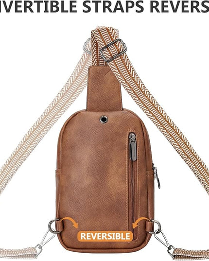 Leather Crossbody Bags for Women Small Sling Bag Anti Theft RFID Chest Purse Fanny Pack for Travel