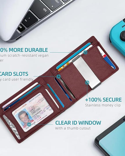Zitahli Men's Wallets Airtag Holder Slim Rfid Leather with Gift Box