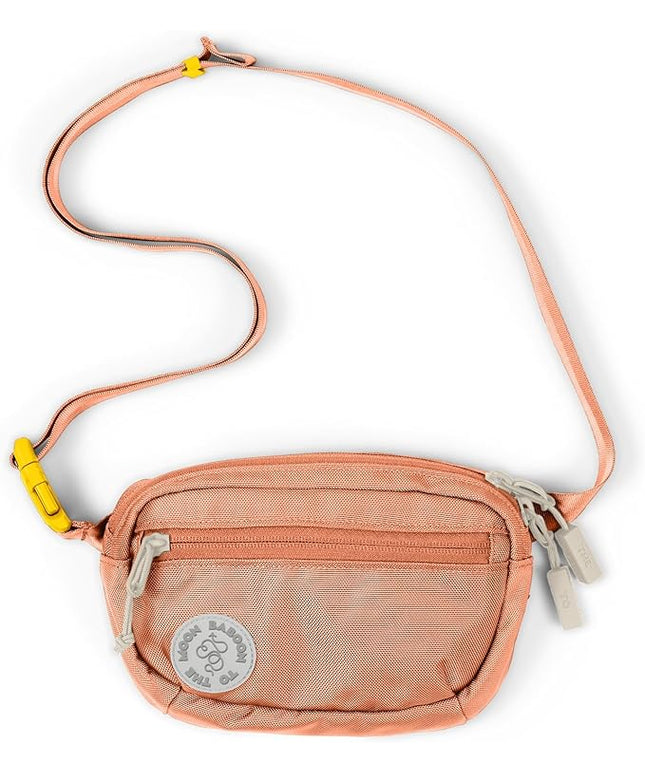 Baboon to the Moon Fanny Pack Mini 1.5L Compact Waist Bag Water Repellent Crossbody Belt Bag Lightweight Travel Everyday Bag for Men Women, Sunset Coral