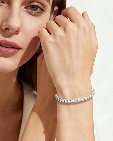 SUNFEEL Birthstone Bracelet Jewelry for Women Sterling Silver with Gold Plated Tennis Bracelet Classic Bolo Adjustable Chain Anniversary Birthday Gifts for Women Mom Wife Her