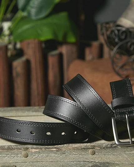 VATAN Men's Genuine Leather Casual Every Day Jeans Belts, Handmade Men Leather Belt with Gift Box