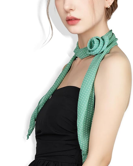 Chiffon Scarf for Women, Removable Flower Neck Scarf Light Soft Fashion Rose Scarves Versatile Headband or Hair Band