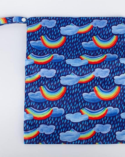 Medium Wet Dry Bag Baby Cloth Diaper Nappy Insert Bag Reusable Washable (Rainbow Rain)
