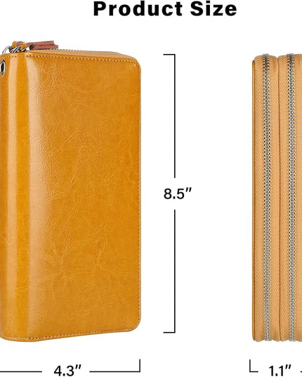 Lavemi Small Compact Women Wallet RFID Blocking Genuine Leather Bifold Purse with ID Windows