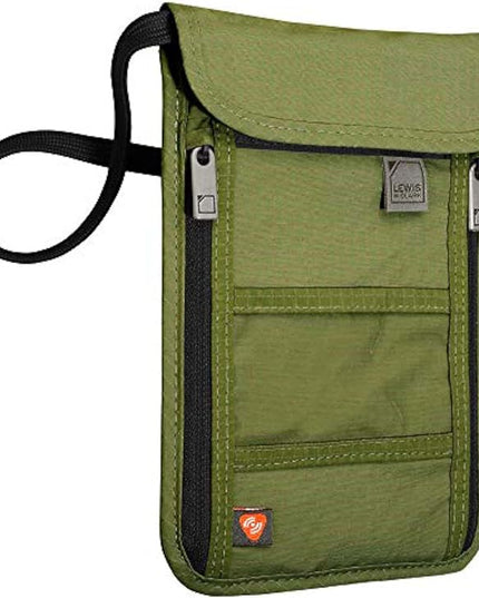 Lewis N. Clark Men's RFID Blocking Stash Wallet, Travel Neck Pouch Passport Holder for Women & Men, Olive, One Size