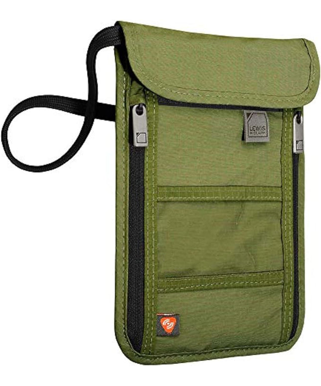 Lewis N. Clark Men's RFID Blocking Stash Wallet, Travel Neck Pouch Passport Holder for Women & Men, Olive, One Size