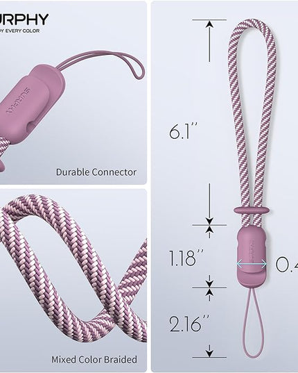 SURPHY 2 Pack Phone Lanyard for Cellphone Case, Phone Wrist Strap for Case, Cellphone Strap with 2-Color Braided, Charm Wrist Lanyard for Women and Men, Lilac Purple & Gray