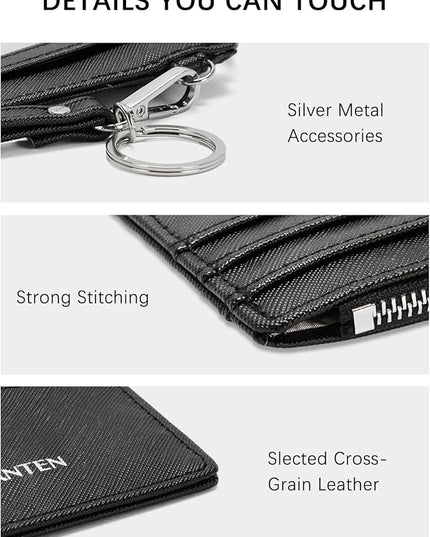 BOSTANTEN Small Wallet For Women RFID Leather Credit Card Holder Slim Wristlet Keychain Wallet With Zipper Pocket