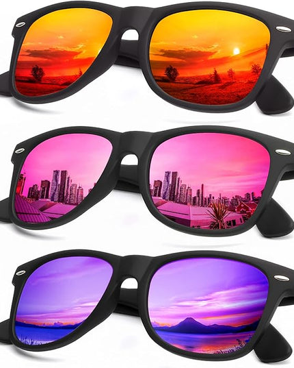 KALIYADI Polarized Sunglasses for Men and Women Matte Finish Sun glasses Color Mirror Lens UV Blocking (3 Pack)