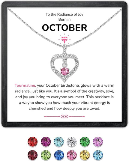 TRYNDI Birthstone Necklace for Women - Infinity 12 Months Birthstone Necklace, Christmas Gifts for Wife, Daughter, Girlfriend, Mom - Mother’s Day, Valentine’s, Anniversary, Birthday Gift for Her