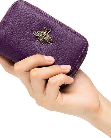 imeetu RFID Credit Card Holder, Small Leather Zipper Card Case Wallet for Women