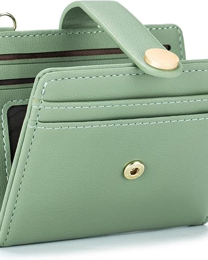 POIUGOYA Slim Wallet for Women,RFID Blocking Bifold Credit Card Holder with Zipper Coin Pocket,ID Window,Keychain