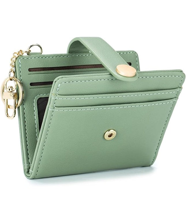 POIUGOYA Slim Wallet for Women,RFID Blocking Bifold Credit Card Holder with Zipper Coin Pocket,ID Window,Keychain