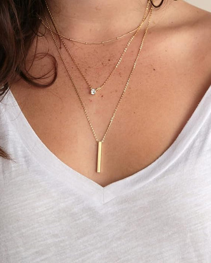 Tewiky Dainty 14k Gold Plated/Silver Cubic Zirconia Necklaces for Women, Simple CZ Jewelry Necklaces Trendy Gifts