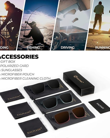 KALIYADI Polarized Sunglasses for Men, Lightweight Sun Glasses with UV Protection for Driving Fishing Golf