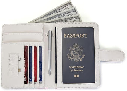 Passport Holder for Travel Essentials, RFID Blocking Passport Wallet Cover with Magnetic Closure, Passport Book Holders for Women and Men (Flowers and Hummingbirds)