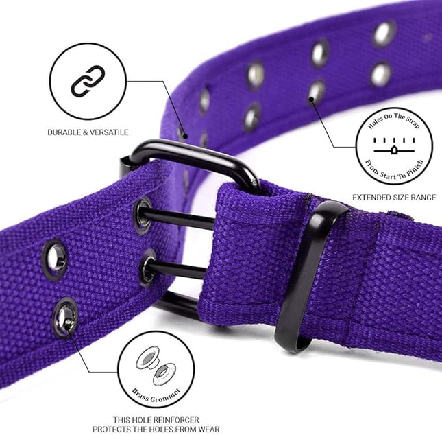 Boxed Gifts Parquet Casual Canvas Belt - Double Hole, Double Grommets for Men & Women