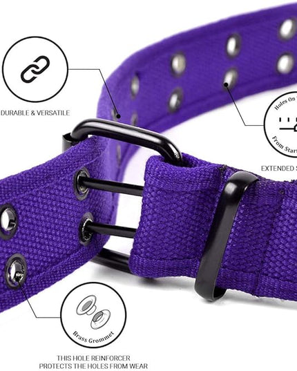 Boxed Gifts Parquet Casual Canvas Belt - Double Hole, Double Grommets for Men & Women