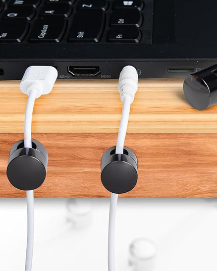 3 Sets Charger Holders for Cords, Black Adjustable Cable Anchor Holders, Adhesive Metal Cord Clips, Cable Management Wire Organizers for Desk, Office, Nightstand