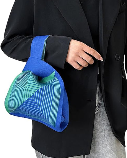 Women's Wrist Knot Tote Bag Small Crochet Wristlet Handbag Aesthetic Cute Knit Purse (Very Small Size)