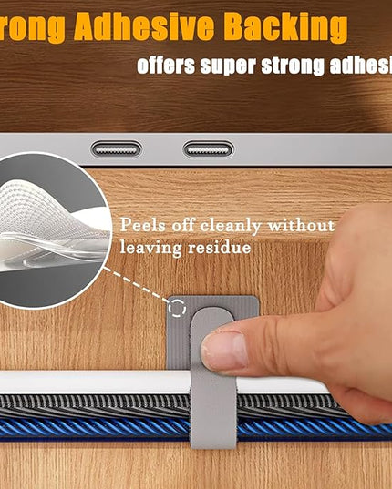 80PCS Hook and Loop Cable Straps, Cable Management Under Desk, Self Adhesive Cable Ties, Reusable Wire Organizers for Cords, Adjustable Cord Organizers for Desk, Home Office Essentials, White