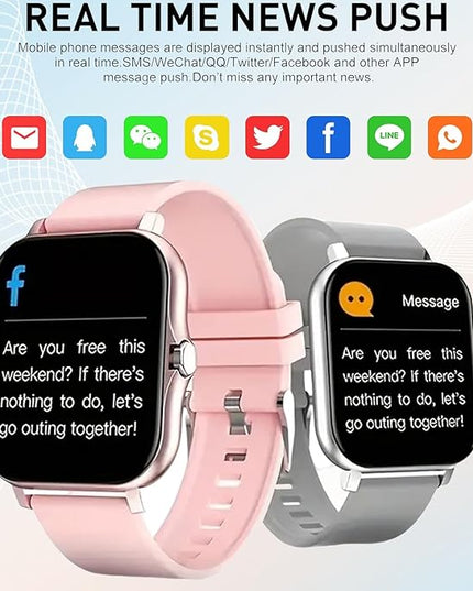 Smart Watch, 1.83" Upgraded Full Touchscreen Smart Watch for Android iPhones with Heart Rate Blood Pressure Monitor, Multiple Sports Fitness Tracker with Smart Watches for Women Men (Silver)