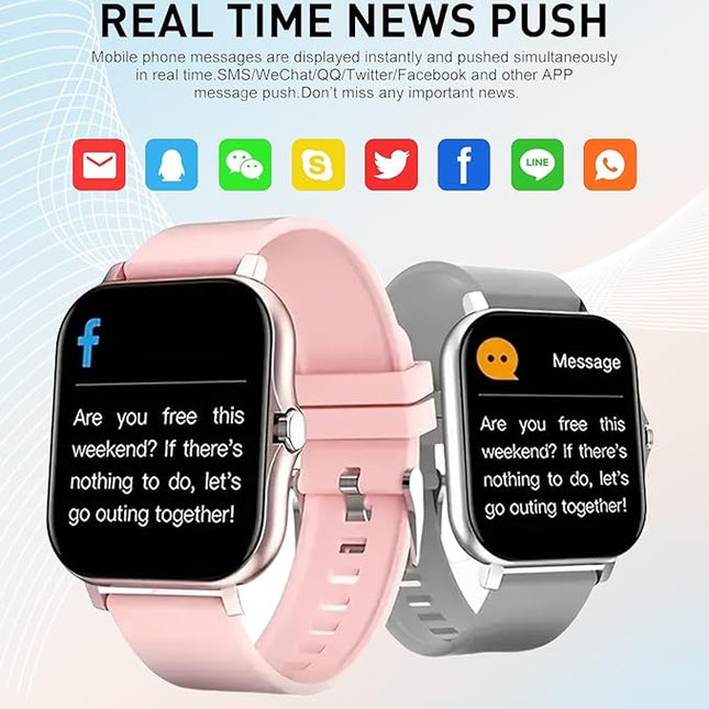 Smart Watch, 1.83" Upgraded Full Touchscreen Smart Watch for Android iPhones with Heart Rate Blood Pressure Monitor, Multiple Sports Fitness Tracker with Smart Watches for Women Men (Silver)