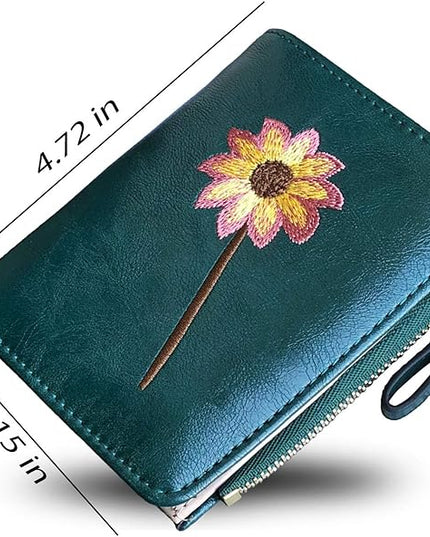 AOXONEL Girls Wallet Small Bifold Womens Wallets Rfid,Compact Female Cute Mini Zipper Coin Card Purse for Teen Girl Kids (Green)