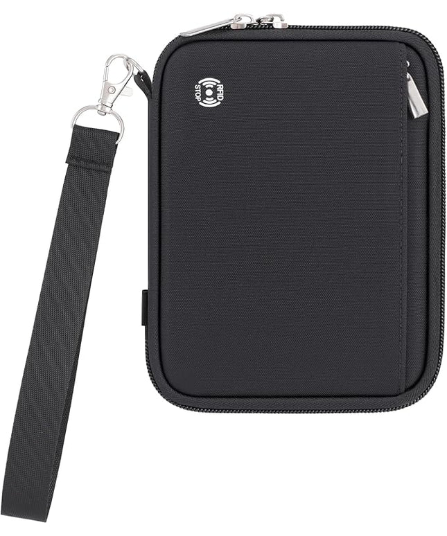 WALNEW Passport Holder Family for 4, RFID Blocking Travel Wallet Women Men, Lightweight Zipper Document Organizer Pouch Bag Credit Cards Case Cover for Travelling, Black | Family for 4, RFID Blocking, Lightweight, Zipper, Document Organizer, Pouch Bag