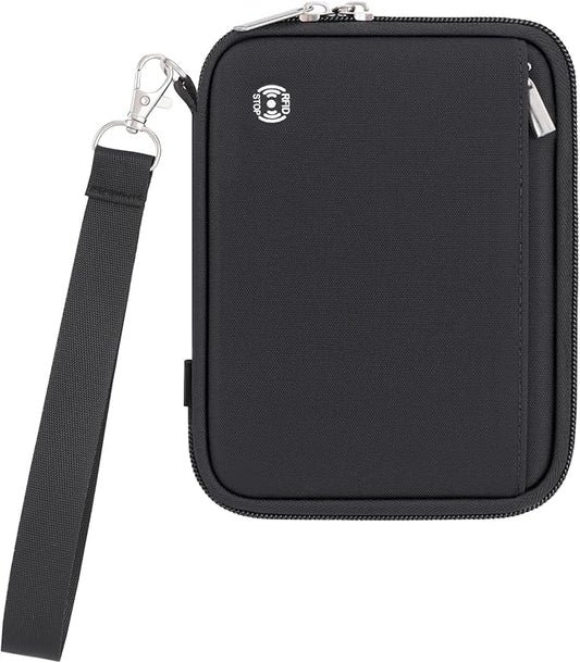 WALNEW Passport Holder Family for 4, RFID Blocking Travel Wallet Women Men, Lightweight Zipper Document Organizer Pouch Bag Credit Cards Case Cover for Travelling, Black | Family for 4, RFID Blocking, Lightweight, Zipper, Document Organizer, Pouch Bag