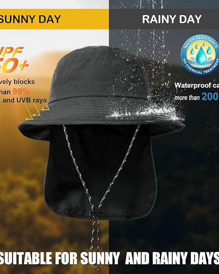 Water-Resistant Sun UPF 50+ Bucket Hat Protection Packable Brimmed Boonie for Women Men Summer Lightweight Hiking Outdoor Cap