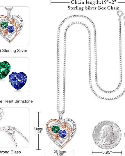 Iefil Christmas Gifts for Women - Sterling Silver Birthstone Necklace Anniversary Birthday Gifts for Her Wife Mom Daughter