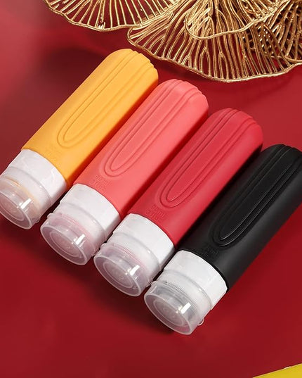 Travel Bottles for Toiletries, Tsa Approved 3oz Travel Size Containers BPA Free Leak Proof Refillable Liquid Silicone Squeezable Travel Accessories for Shampoo Conditioner Lotion (4 Pack)