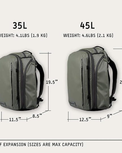 WANDRD TRANSIT Travel Backpack (45L): Large Expandable Carry-On Adventure Bag – Weather-Resistant Travel Backpack with Laptop Sleeve, Dual Side Access & Hidden AirTag Pocket