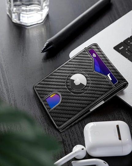 miyozi Airtag Wallet for Men,with Money Clip 11 Cards Slim Front Pocket Leather RFID Blocking Wallet with Gift Box